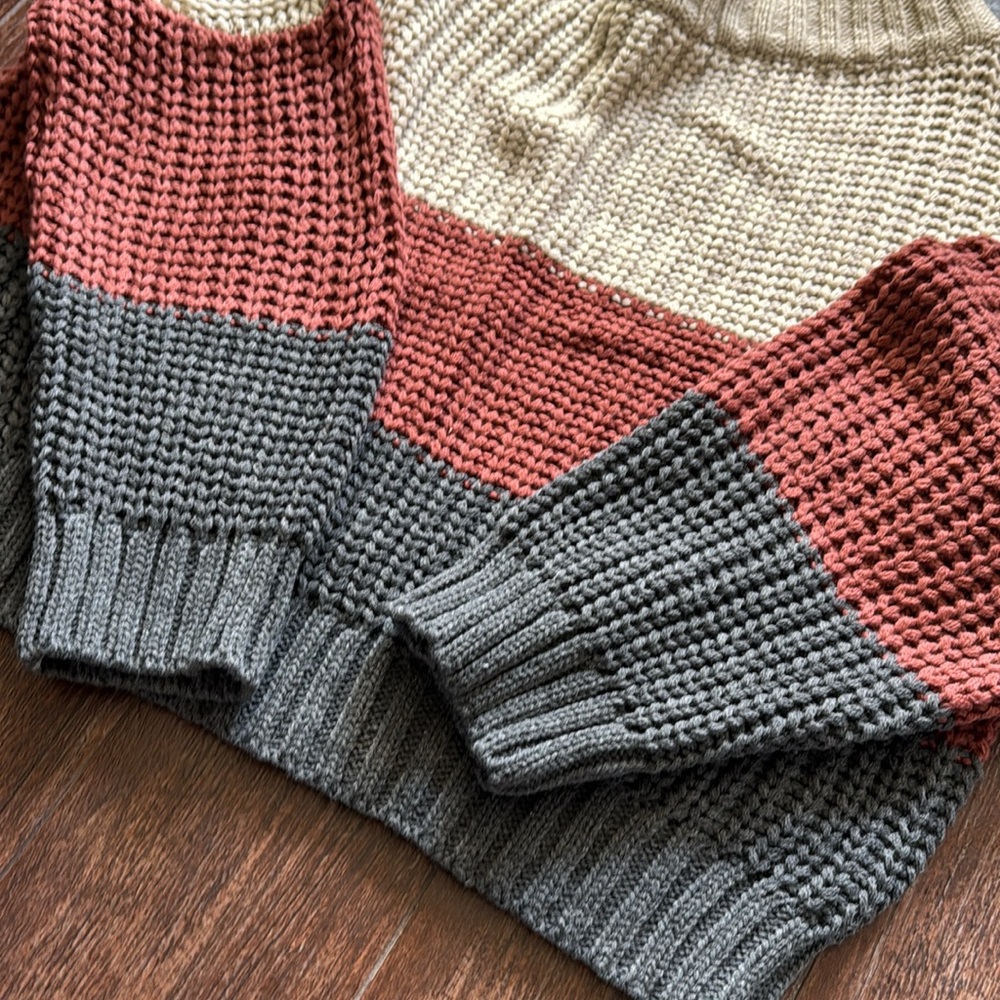 New Aakaa Cozy Colorblock Knit Sweater Size S - Picture 5 of 5